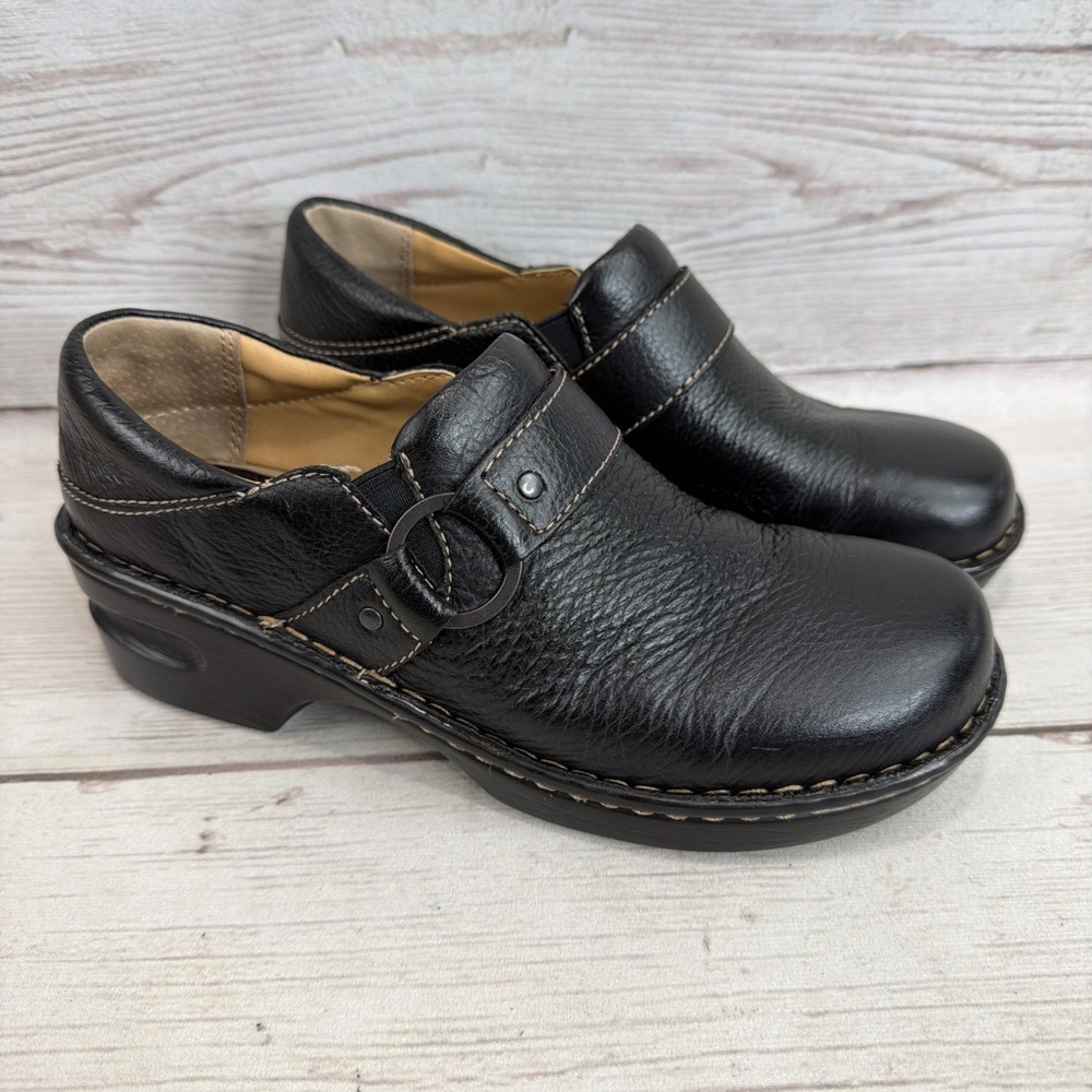 Cabela's Sandhills Collection Women's 8.5 Nurse Clogs Shoes Leather Black Wedge